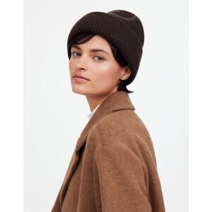 Madewell Wool -Blend Knit Beanie Women's OSFM Heather Dark Carob Brown Outdoor